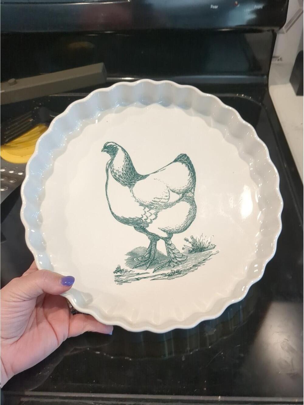 Primitive Artisan Incorporated Chicken Yellow Pie Tart Decorative Plate 10"